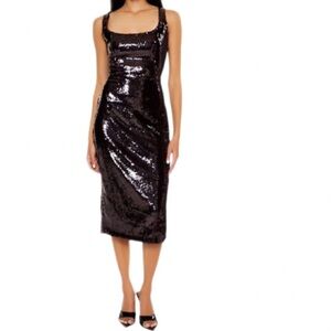 Forever Twenty One Sequin Bodycon Midi Tank Dress Burgundy